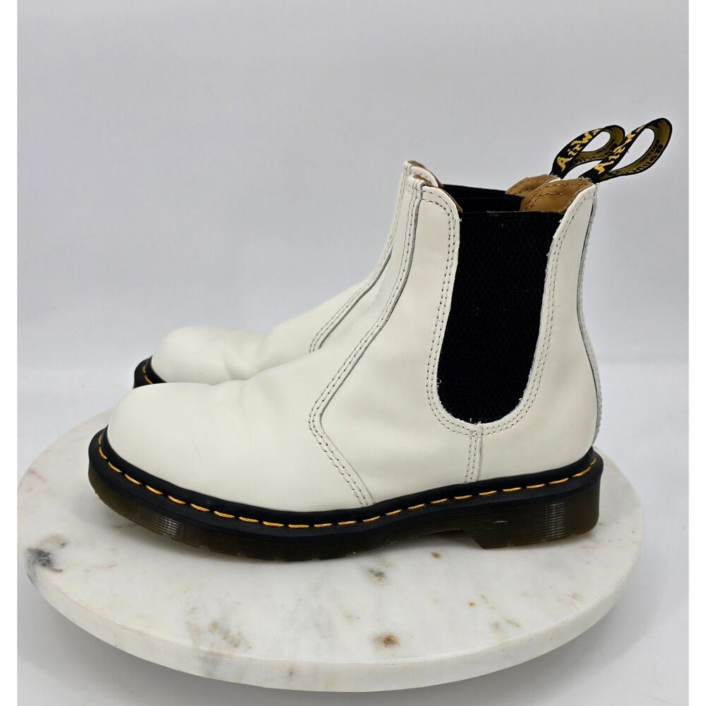Dr. Martens White Leather Chelsea Boots‎